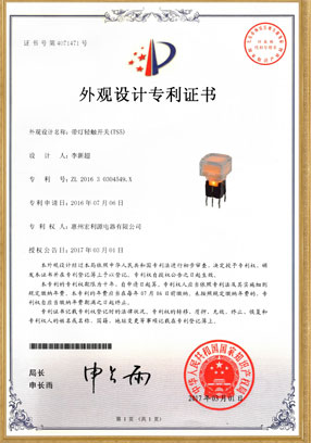 TS5開關(guān)專利證書